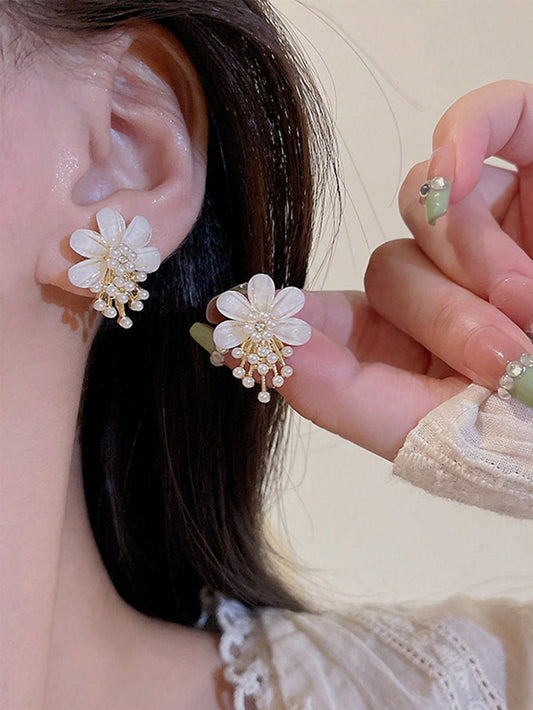 Korean Floral Stud Earrings