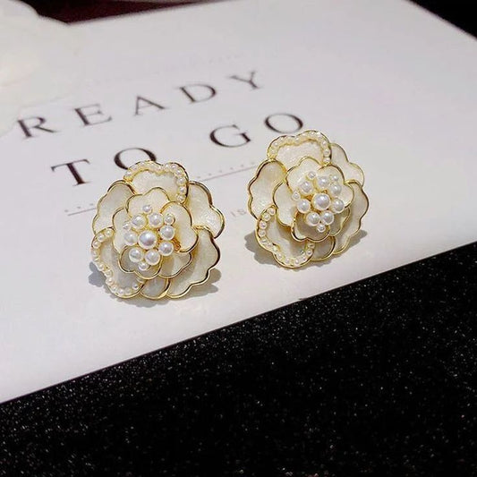 Korean Rose Stud Earrings