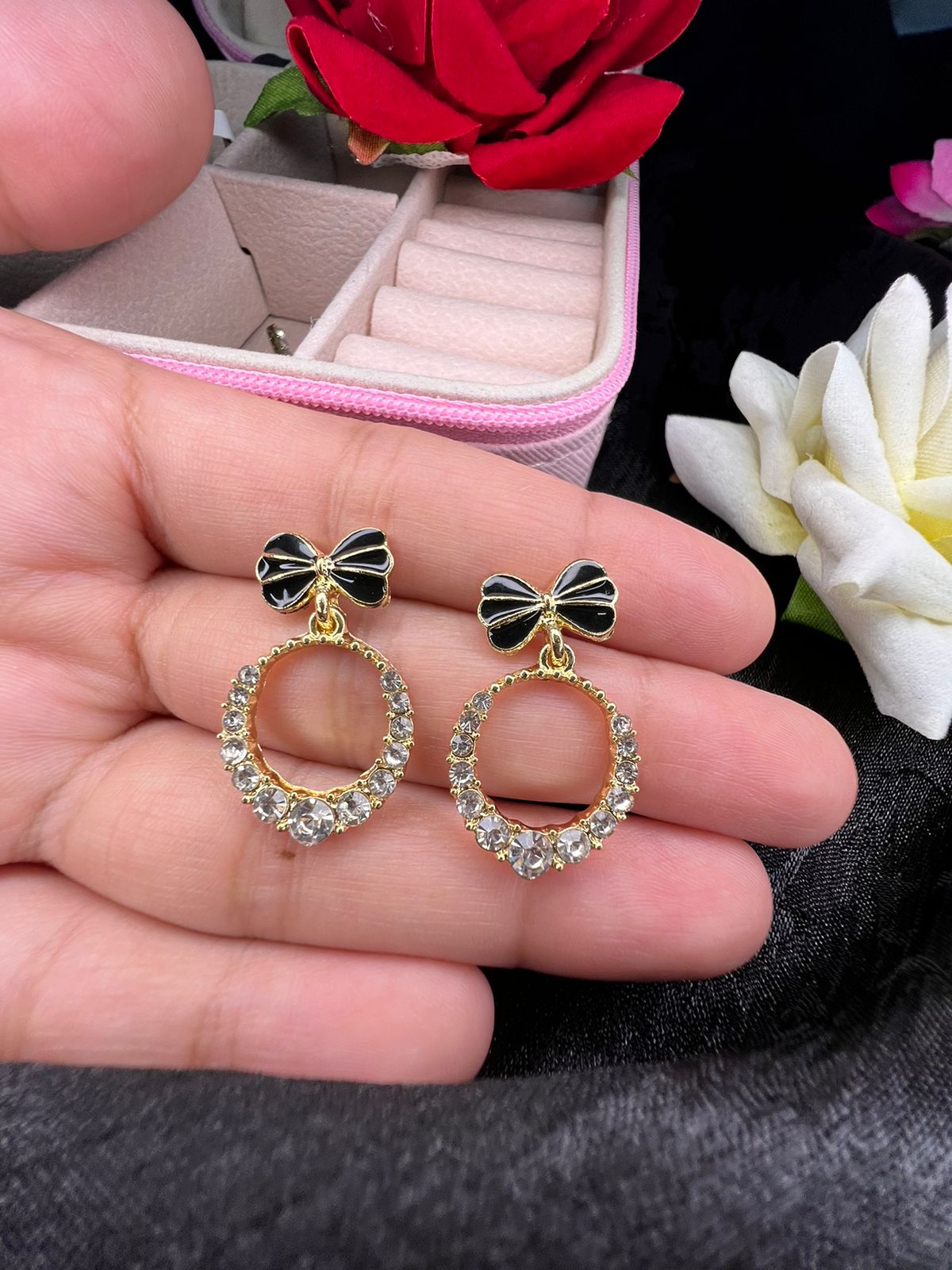 Half Floral Hoops Earrings