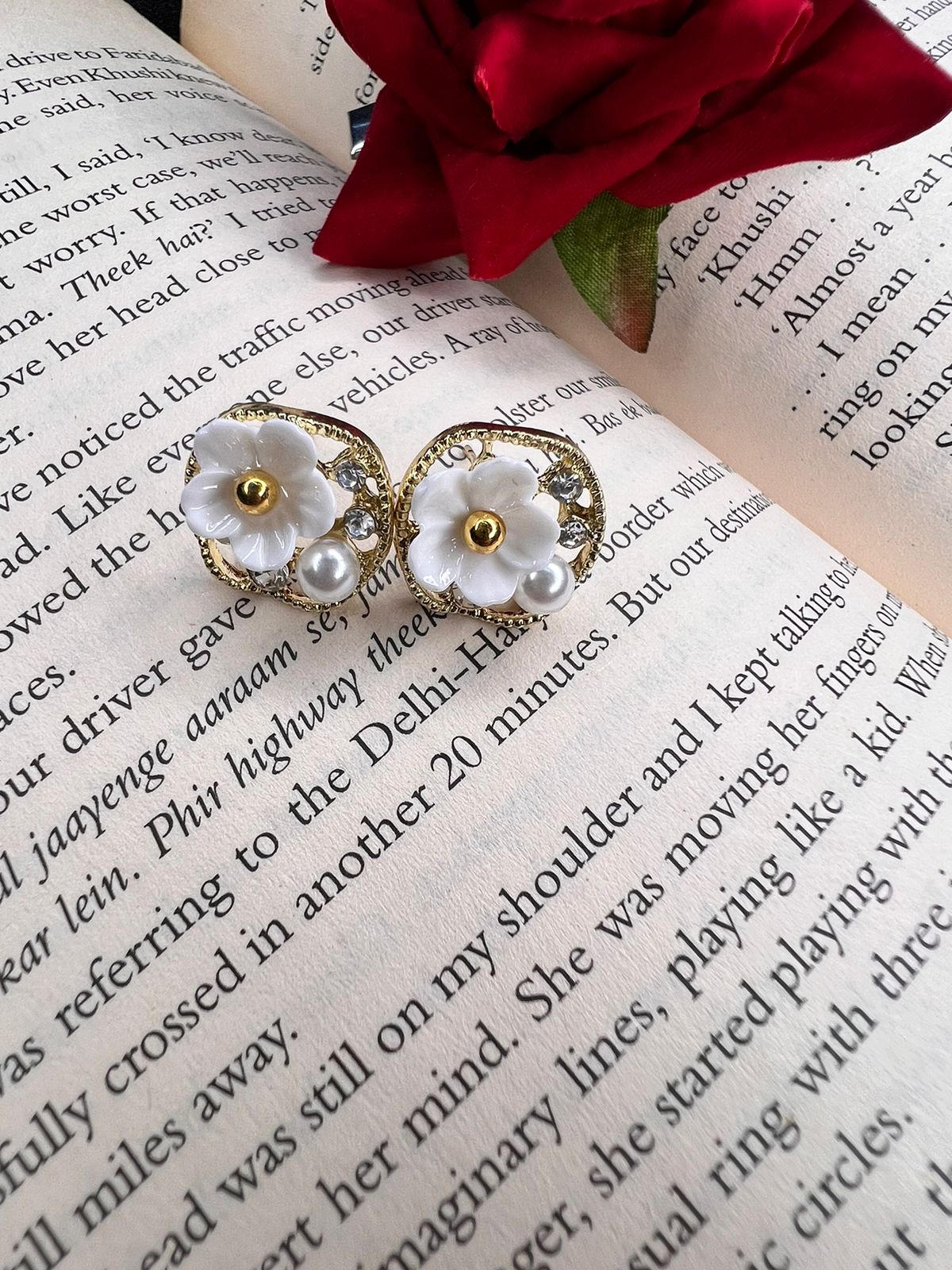 Half Floral Hoops Earrings