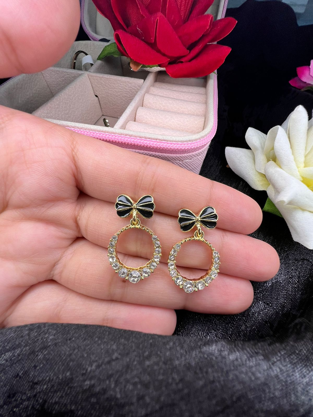 Half Floral Hoops Earrings